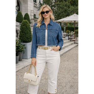 Vintage Fendi Jeans Roma Amor 100% cotton Italian Made SZ 6 Crystal Celeb Style